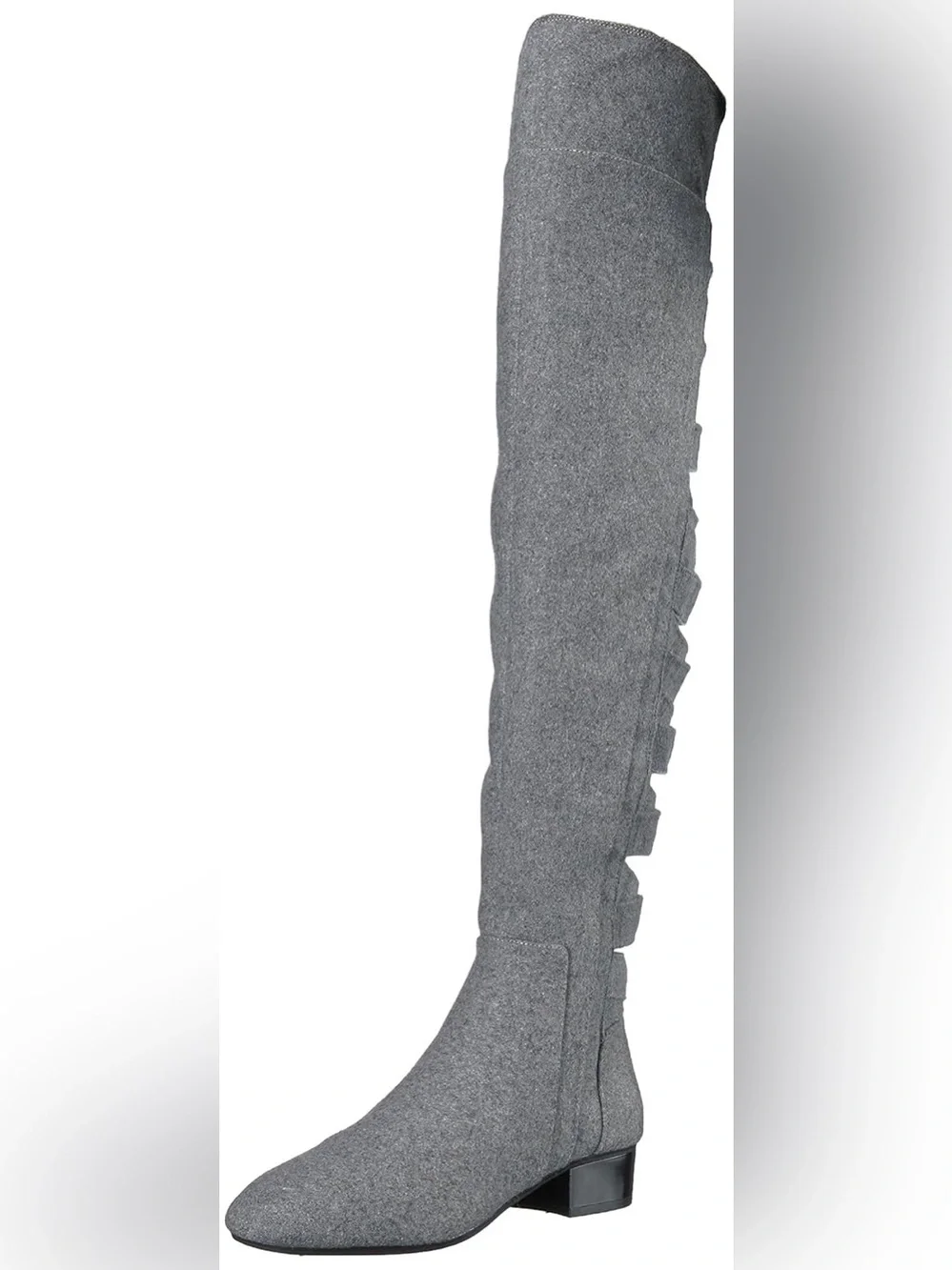 Nine West Ooohaah Gray Wool Over-the-Knee Woven Criss Cross Back Boots EUC SZ 9